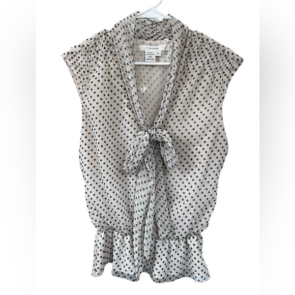 Studio M Tops - Studio M Black and White Tie-Front Blouse